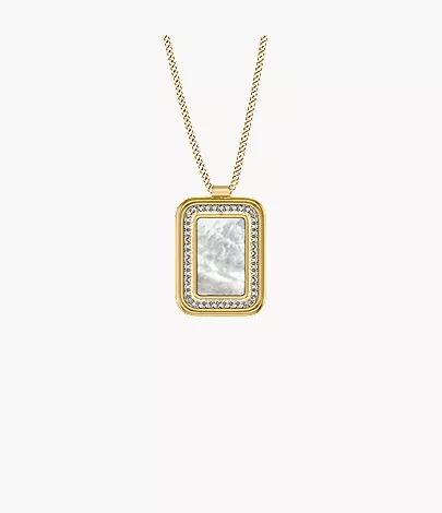 Raquel Glitz White Mother-of-Pearl Spinning Pendant Necklace