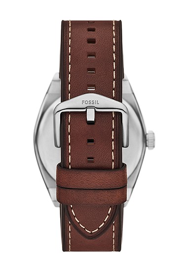 Everett 42mm Three-Hand Date Brown Leather Watch and Bracelet Set - Image 3