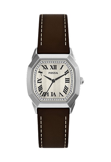Harlow 33mm Three-Hand Brown Leather Watch