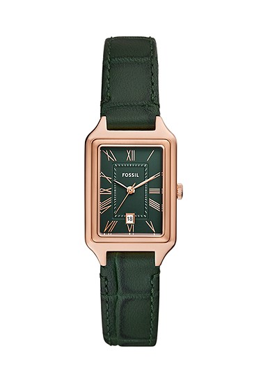 Raquel 23mm Three-Hand Date Green Croco LiteHide? Leather Watch