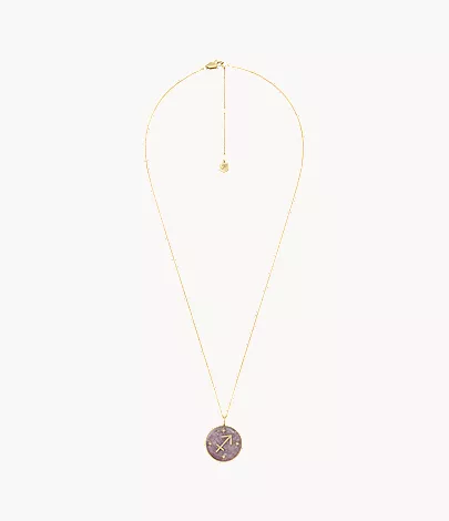 Sagittarius Sutton Zodiac Gold-Tone Stainless Steel Purple Amethyst Pendant Necklace - Image 4