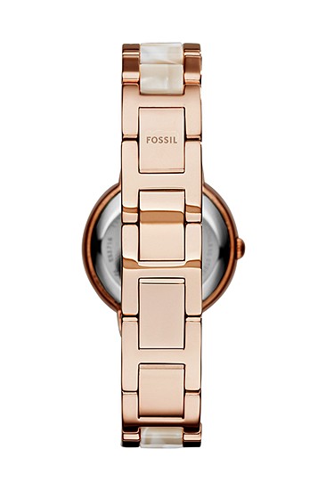 Virginia 30mm Three-Hand Rose Gold-Tone and Horn Acetate Stainless Steel Watch - Image 3