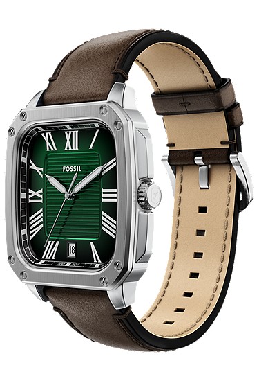 Crosby 42mm Three-Hand Brown Leather Watch - Image 8