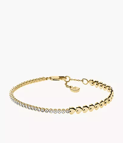 Sutton Love-All Gold-Tone Brass Heart Link Tennis Bracelet