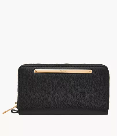 Liza Leather Zip Around Clutch Wallet