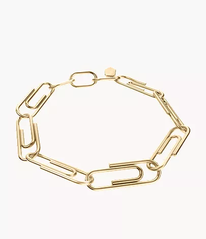 Paperclip Collection Gold-Tone Stainless Steel Chain Bracelet