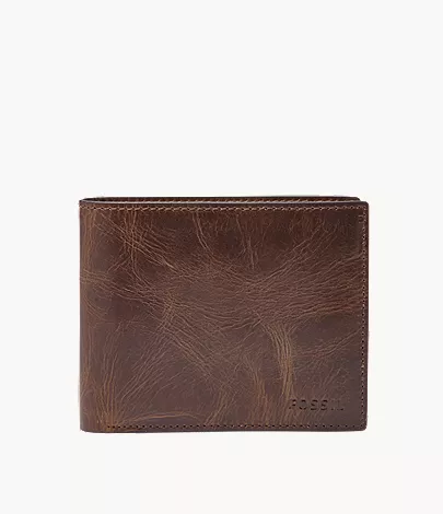 Derrick Leather RFID Large Coin Pocket Bifold Wallet