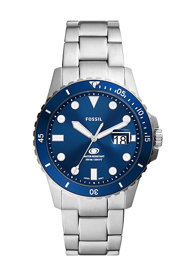 Fossil Blue Dive 42mm Three-Hand Date Stainless Steel Watch
