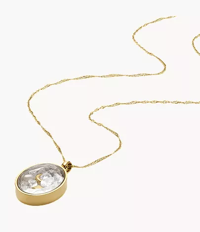 Sutton Shaky Glitz Gold-Tone Stainless Steel Moon and Star Pendant Necklace - Image 3
