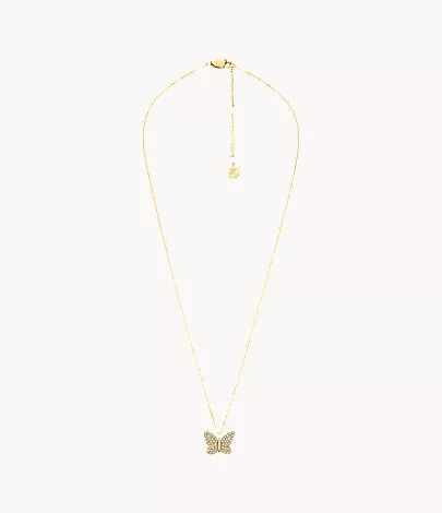 Sutton Pav?? Butterfly Gold-Tone Stainless Steel Pendant Necklace - Image 4
