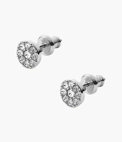 Ellis Iconic Glitz Silver-Tone Stainless Steel Stud Earrings - Image 2