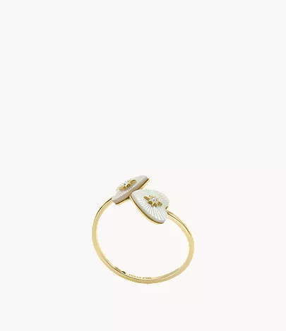 Sutton Radiant Love Gold-Tone Stainless Steel Mother-of-Pearl Heart Toi Et Moi Ring - Image 3
