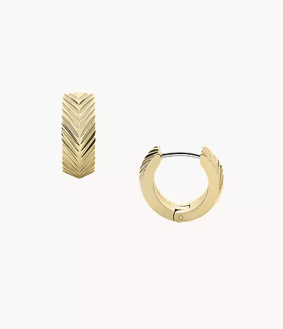 Harlow Linear Texture Gold-Tone Stainless Steel Huggie Hoop Earrings